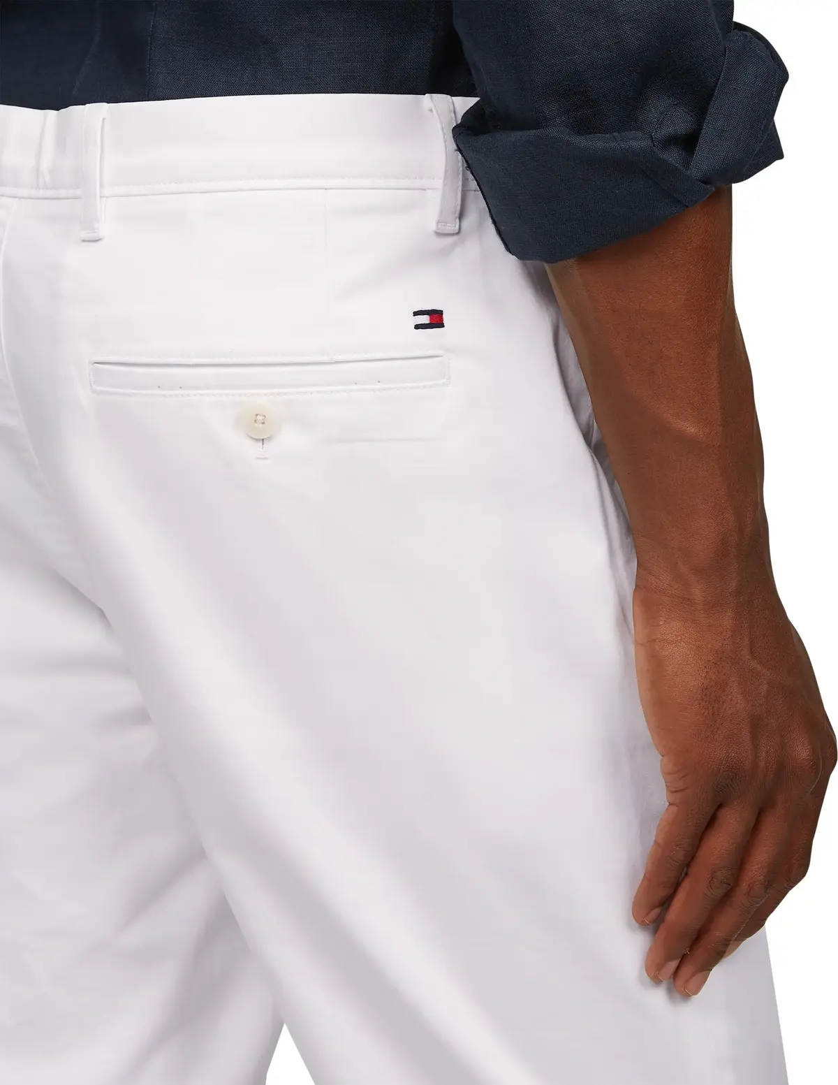 Tommy Hilfiger DENTON CHINO SATIN, YCF Beyaz Erkek Pantolon