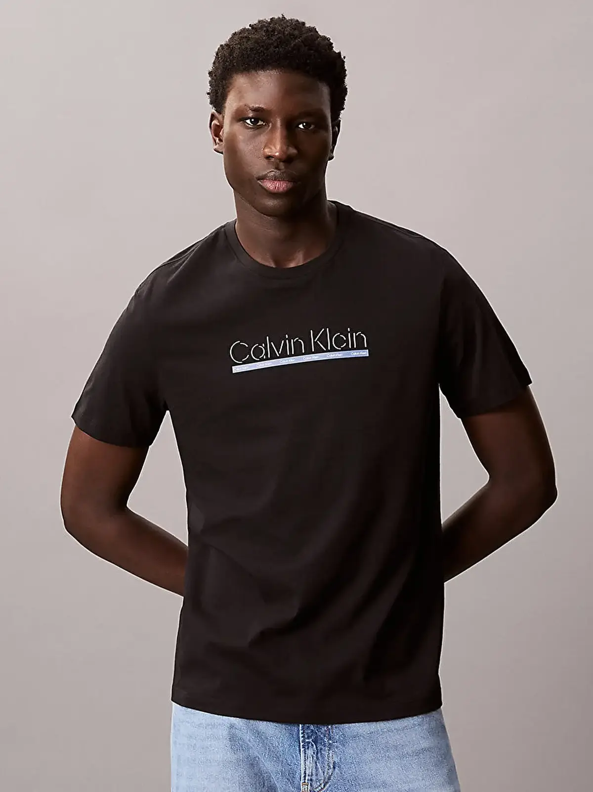Calvin Klein SS 30s EU SP OUTLINE TAPE GRAPHI Siyah Erkek Tişört