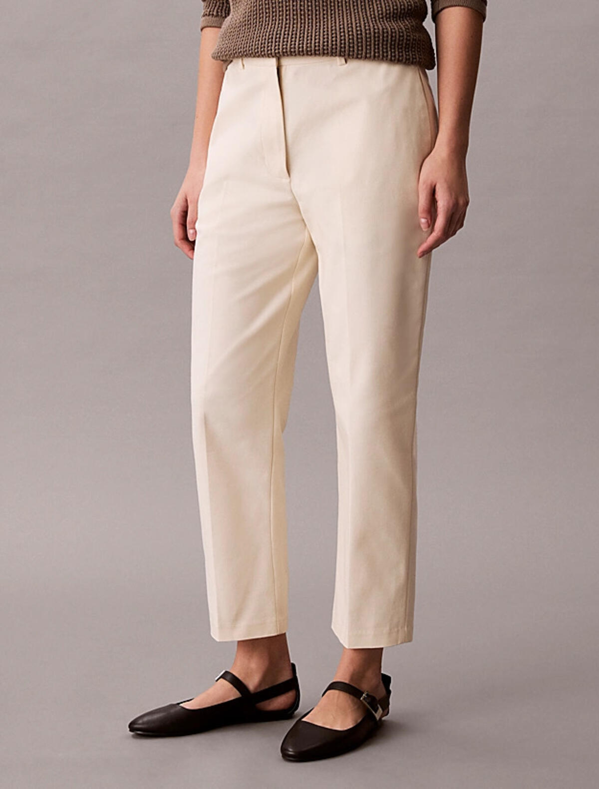 Calvin Klein STRAIGHT LEG STRETCH, F7J, 4 Kadın Krem Chino Pantolon