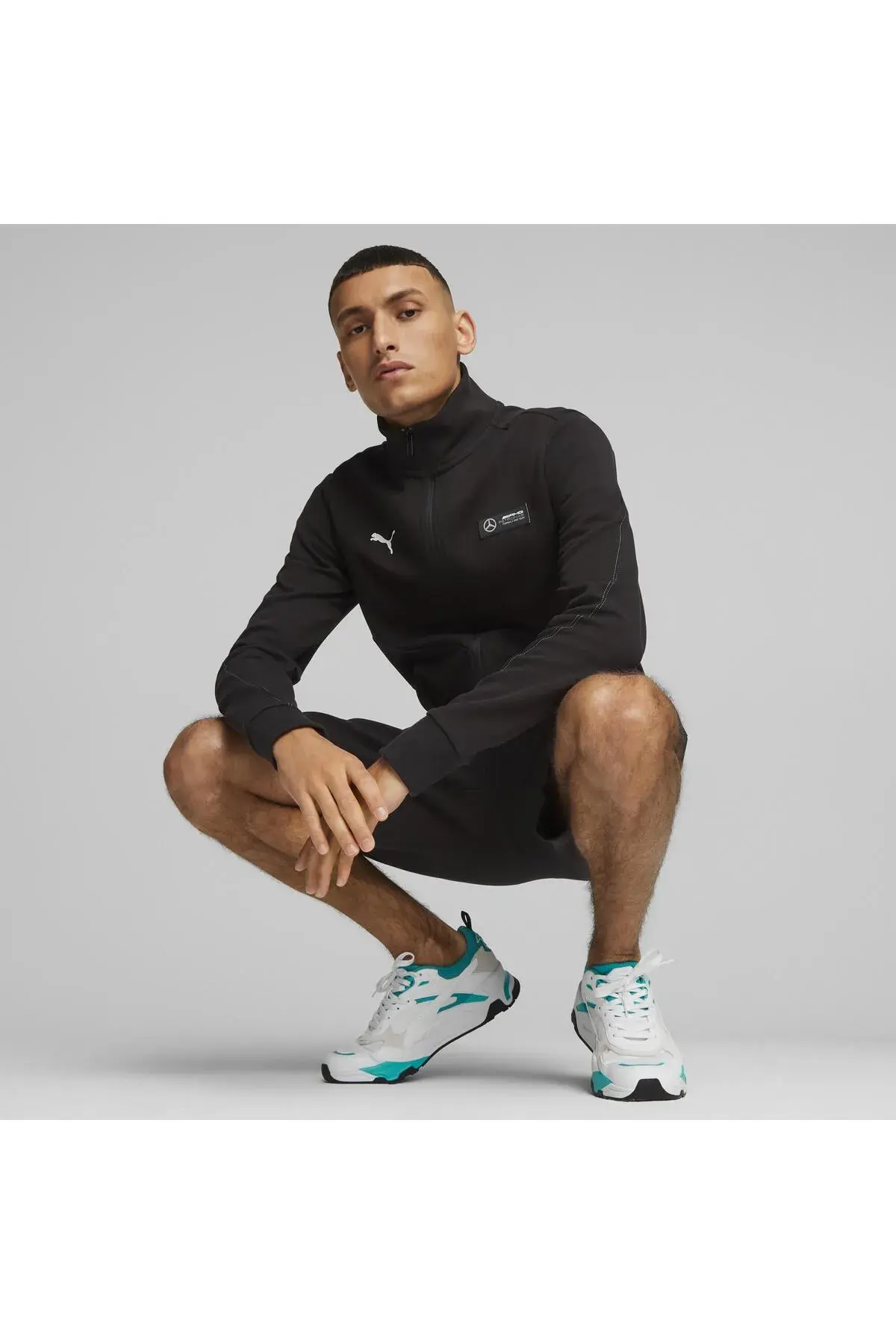 Puma MAPF1 Sweat Jacket, slim Siyah Erkek Fermuarlı Sweatshirt