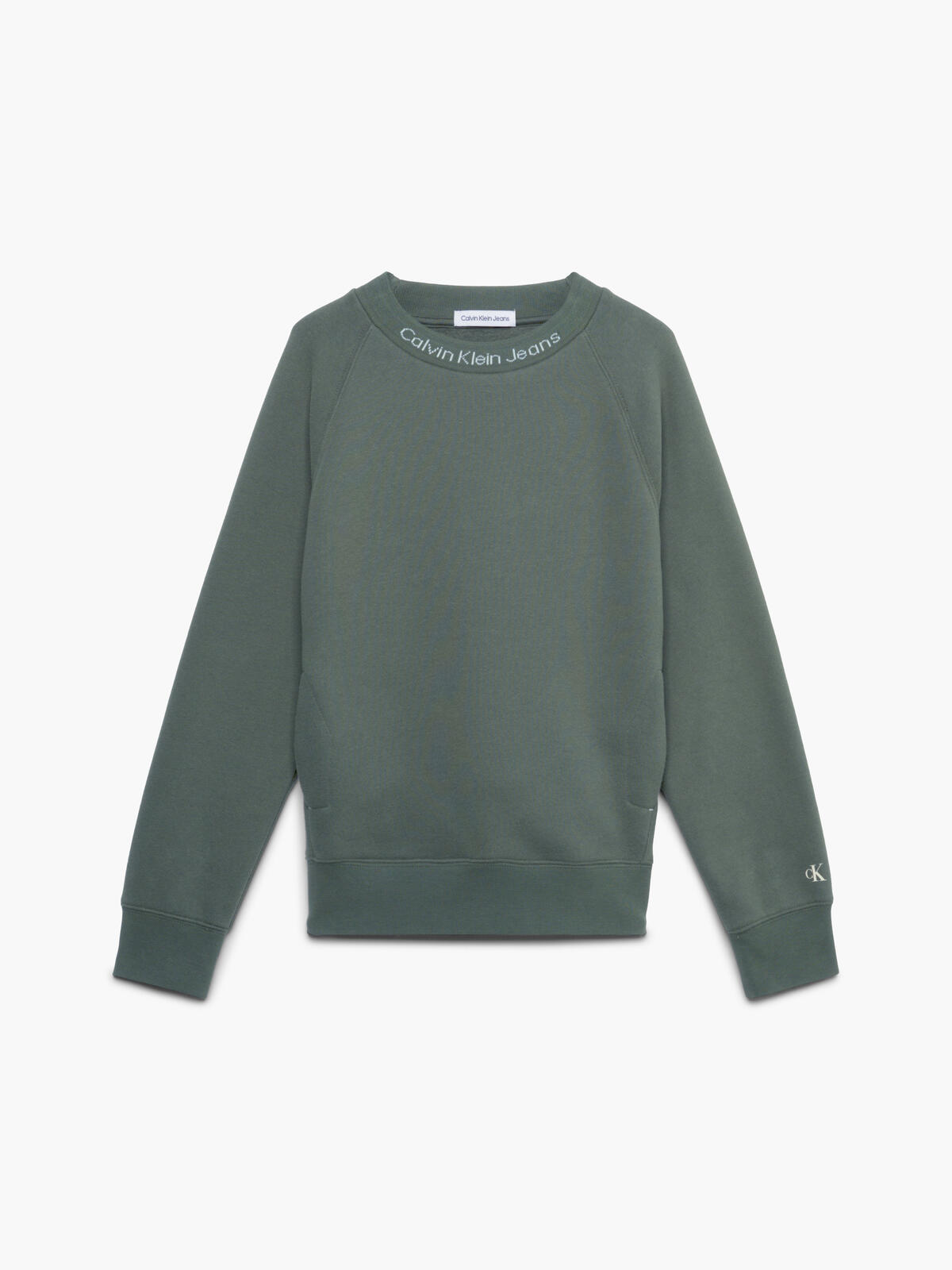 Calvin Klein INTARSIA FLEECE CREW Erkek Yeşil Sweatshirt