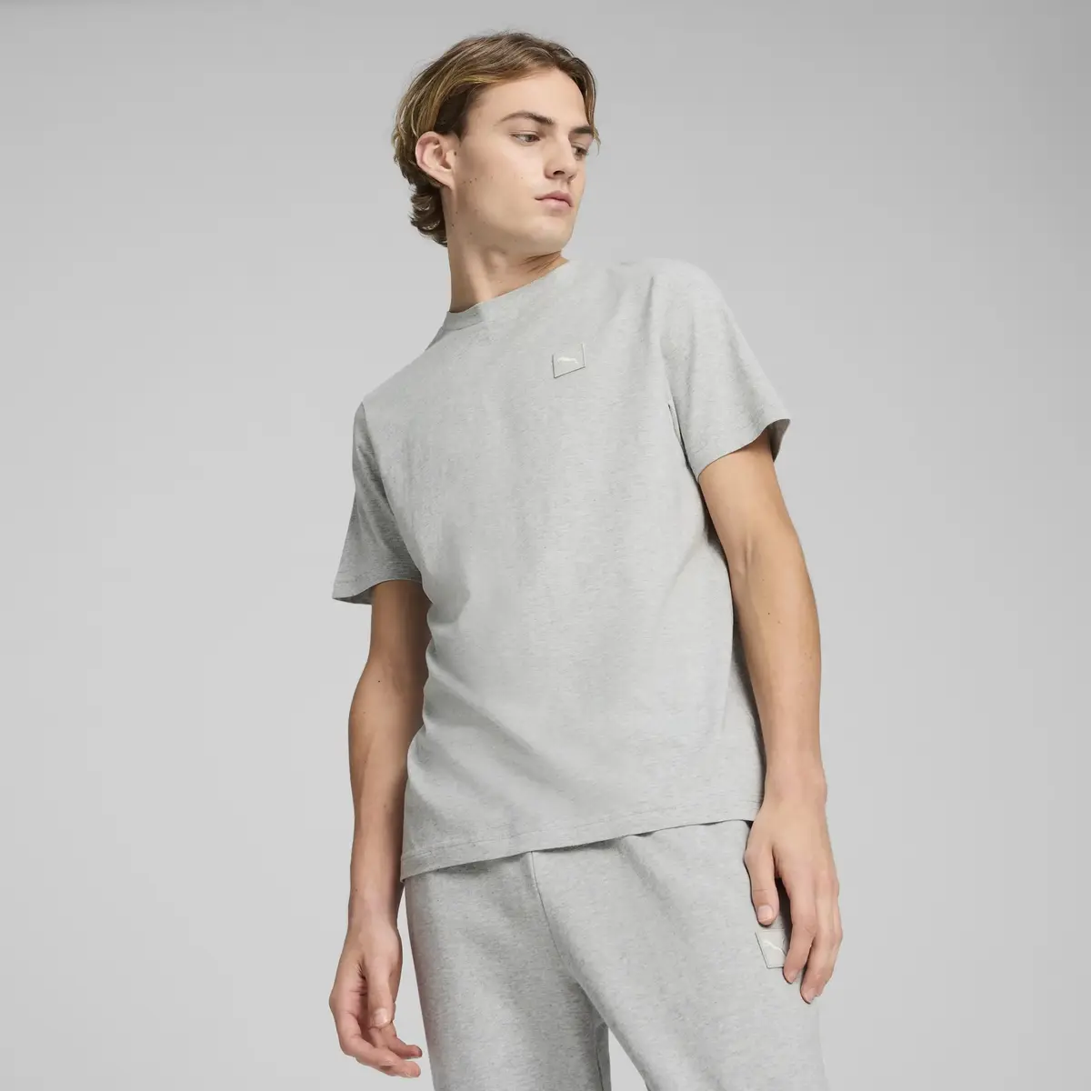 PUMA ESS ELEVATED Tee Gri Erkek T-Shirt