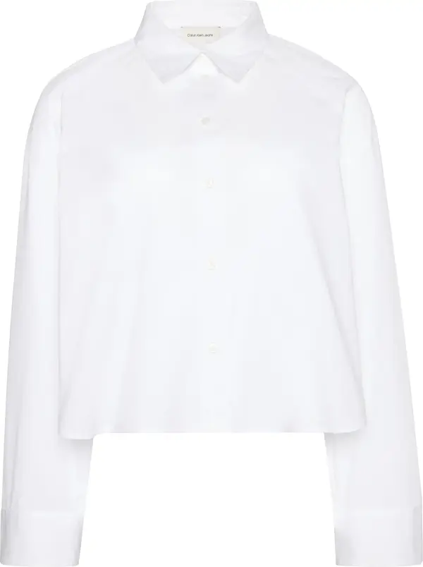 Calvin Klein SOLID BOXY CROPPED SHIRT Kadın Beyaz Gömlek