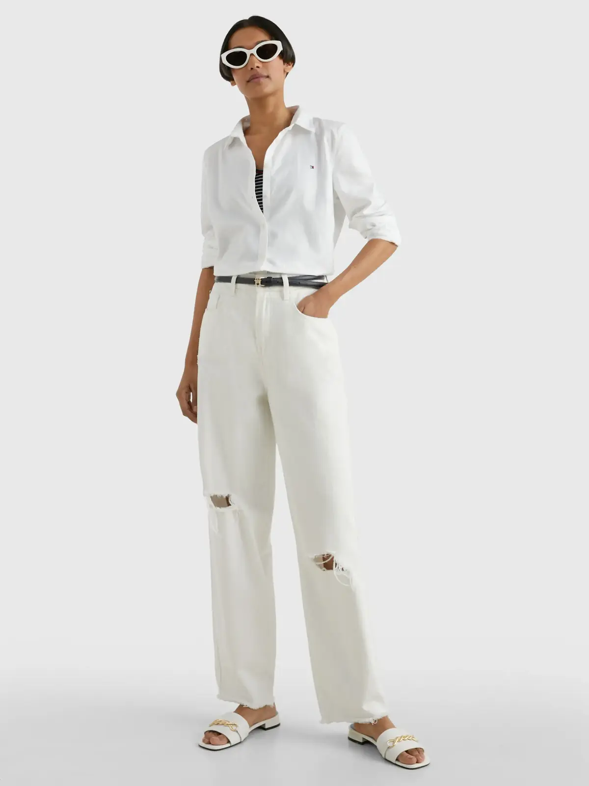 Tommy Hilfiger HERITAGE REGULAR FIT Kadın Beyaz Gömlek