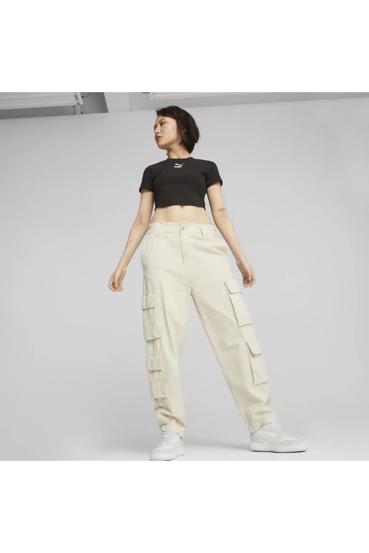 Puma DARE TO Cropped Slim Tee Siyah Kadın T-Shirt