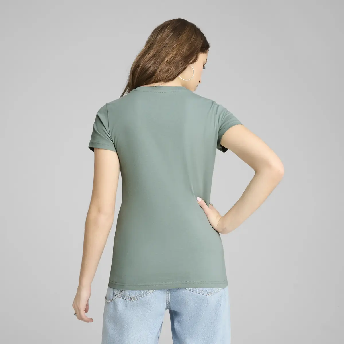 PUMA GRAPHICS Floral Cat Logo Tee Kadın Yeşil T-Shirt