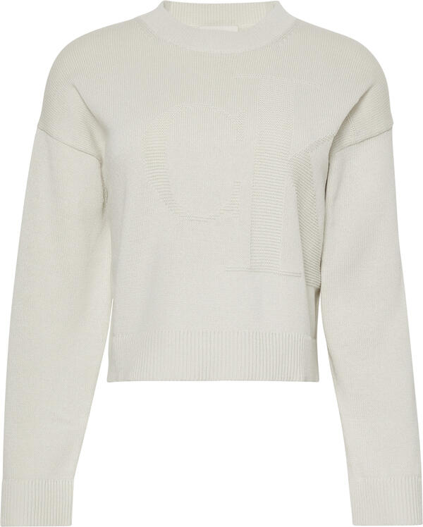 Calvin Klein Long Sleeve Smooth Cotton CK Int Beyaz Kadın Sweatshirt