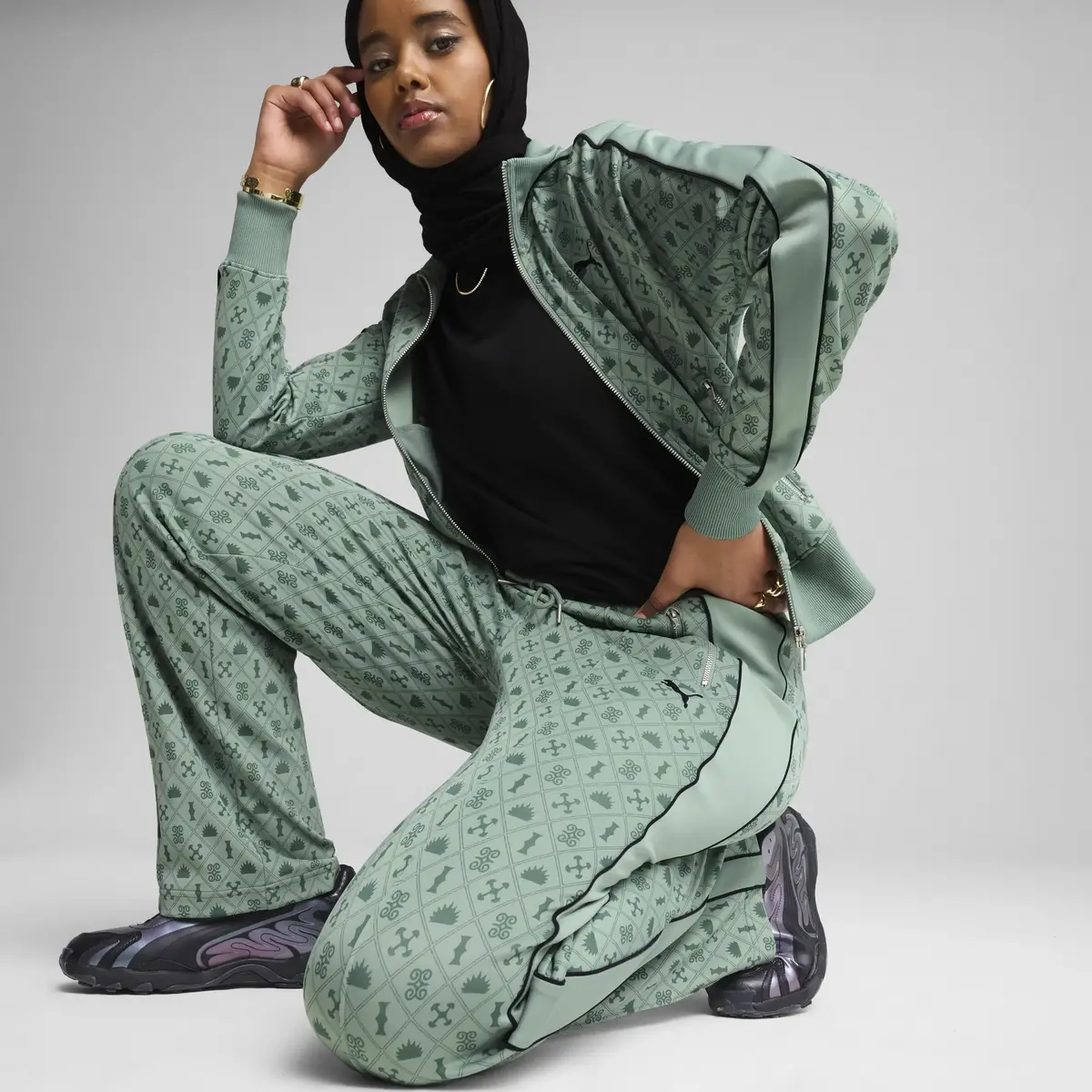 PUMA T7 Straight Track Pants Yeşil Kadın Eşofman Altı
