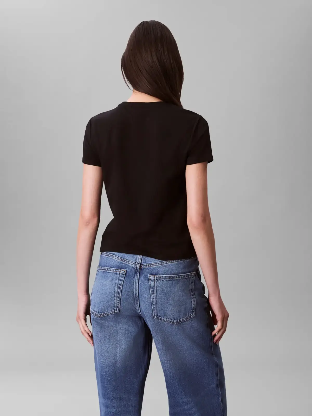 Calvin Klein SS SUPIMA CREWNECK, UB1 Siyah Kadın T-Shirt