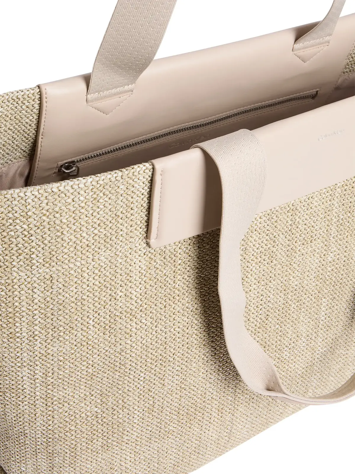 Calvin Klein CK RAFFIA LARGE SHOP, W75 Krem Kadın Çanta