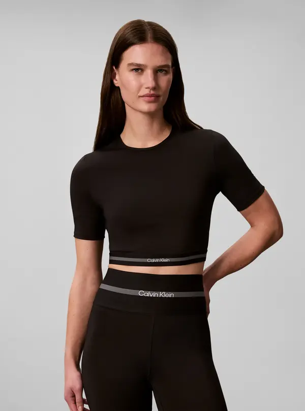 Calvin Klein ICON SPORT SS TEE WI, UB1 Siyah Kadın T-Shirt