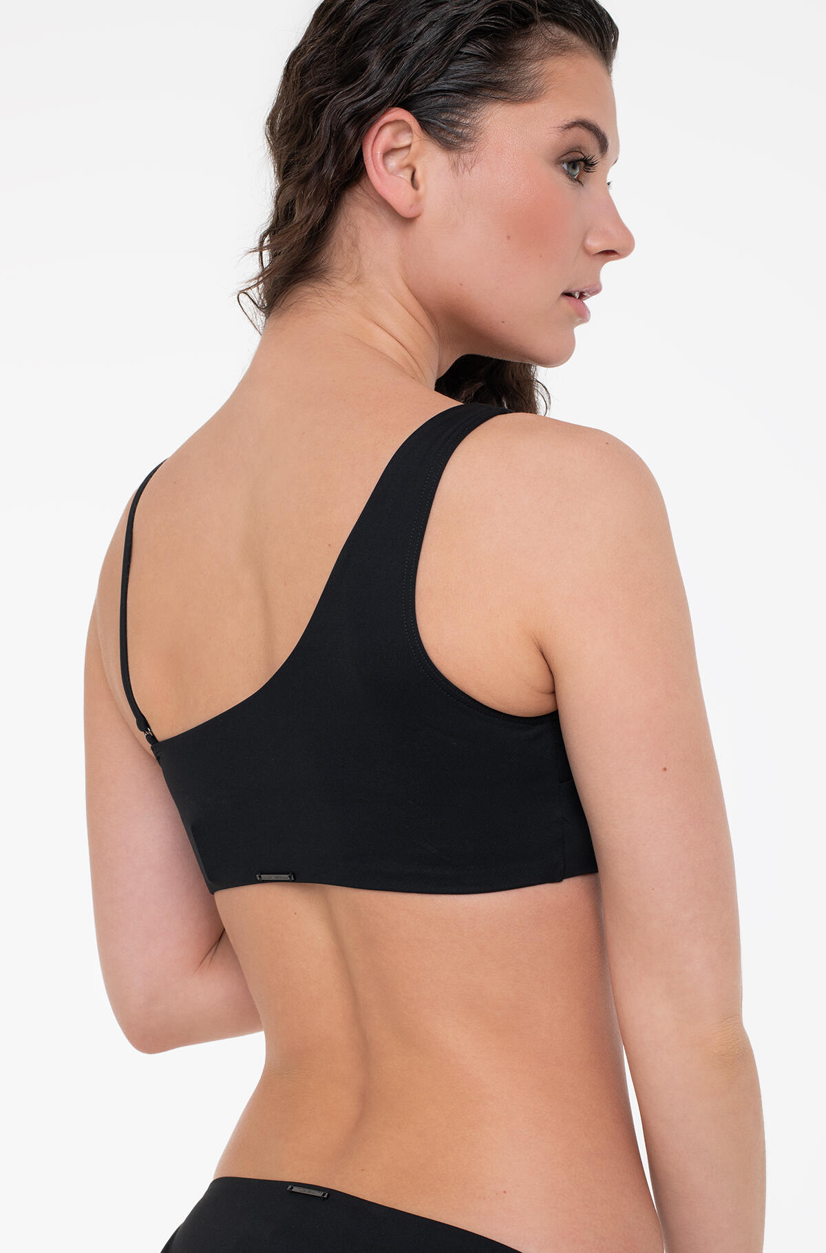 Calvin Klein ONE SHOULDER BRALETT Siyah Kadın Bikini Üstü
