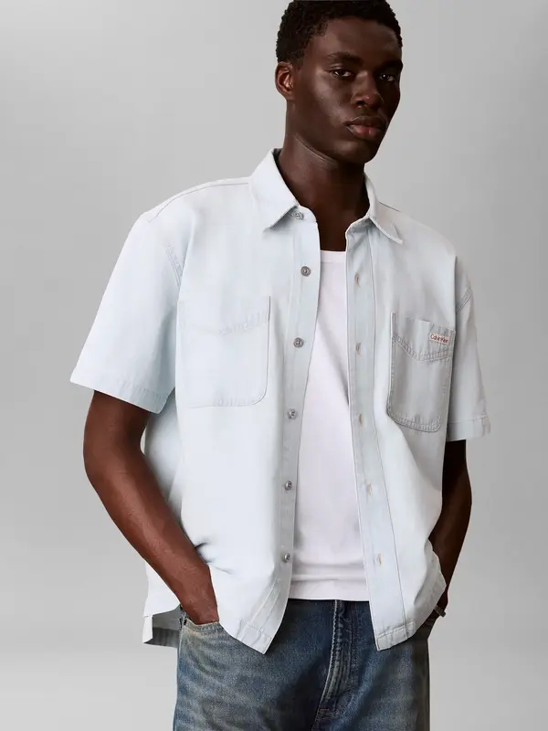 Calvin Klein SHORT SLEEVE SHIRT B, VOL, S Mavi Erkek Gömlek
