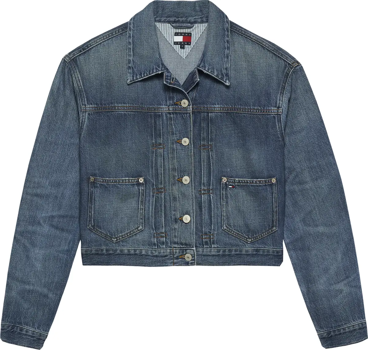 Tommy Hilfiger PLEATED TRUCKER JACK, 1A5 Mavi Kadın Kot Ceket