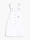 Calvin Klein DENIM V DUNGAREE DRE Kadın Beyaz Elbise