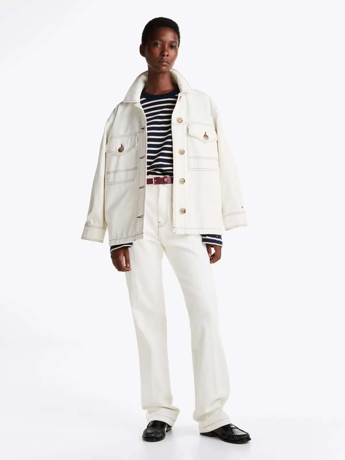 Tommy Hilfiger DNM OVERSIZED UTILIT, YBL Beyaz Kadın Gömlek