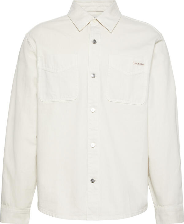 Calvin Klein 90S WASHED BONE OVERSHIRT Beyaz Erkek Gömlek
