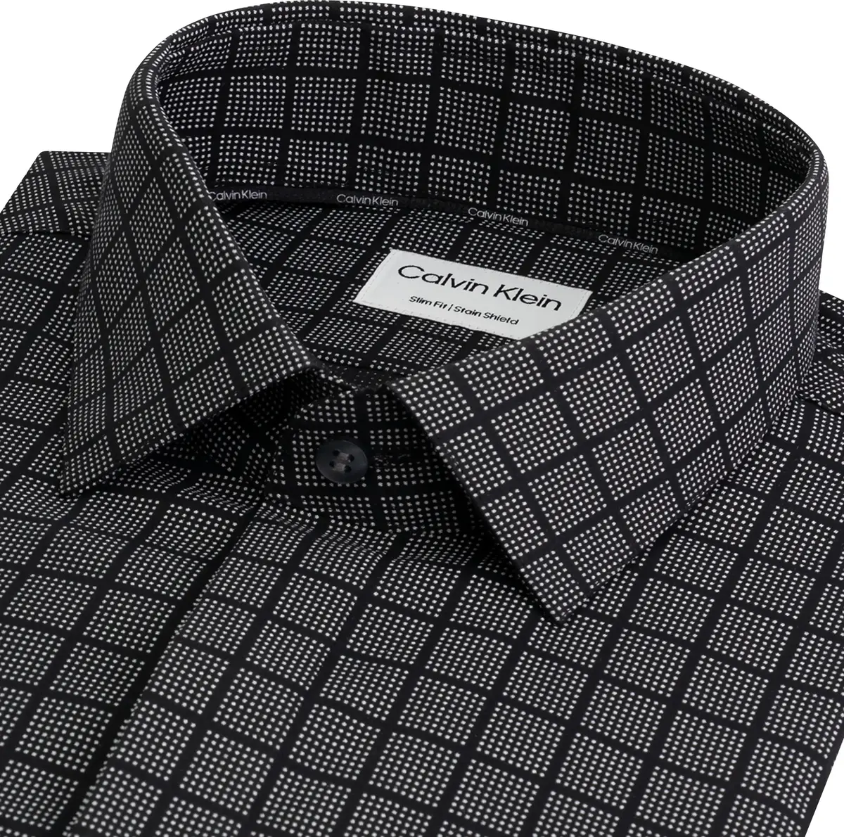 Calvin Klein STAIN SHIELD PRINT S Erkek Siyah Gömlek