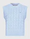 Tommy Hilfiger CABLE C-NK VEST Kadın Mavi Kazak
