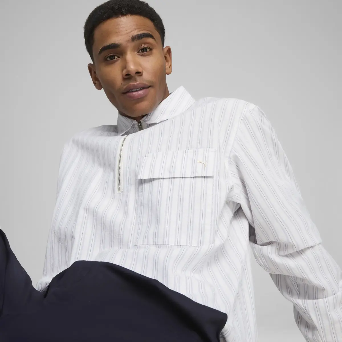 PUMA MMQ Half-Zip Shirt Mavi Erkek Polo T-Shirt