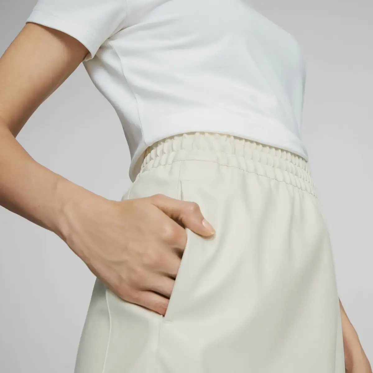 Puma T7 Faux Leather Mini Skirt Pristine Beyaz Kadın Etek
