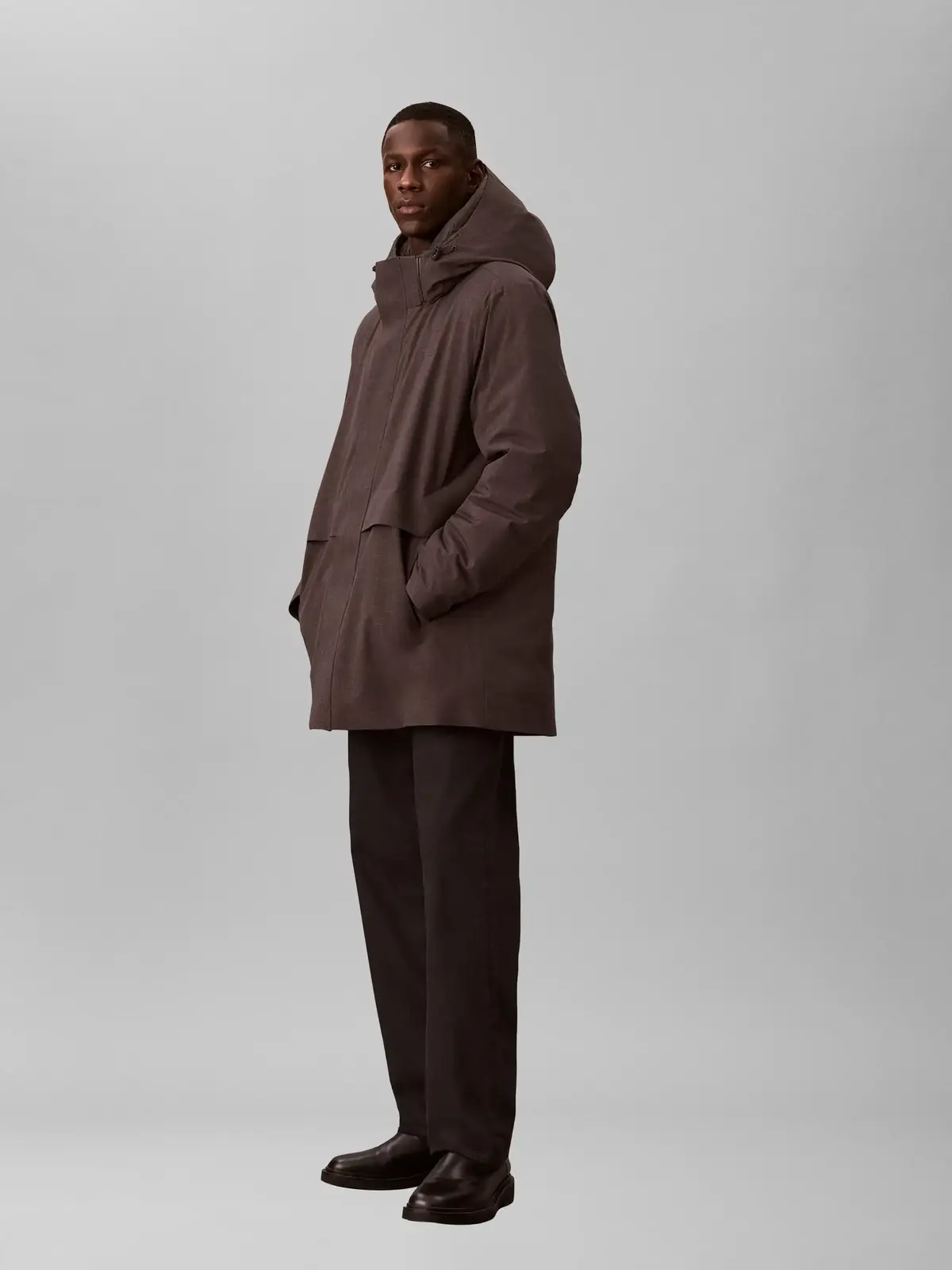 Calvin Klein LS HEATHERED NYLON B, P7I Siyah Erkek Mont