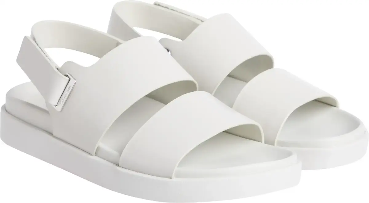 Calvin Klein FLAT ADJ SANDAL EYEL, CJH Beyaz Kadın Terlik