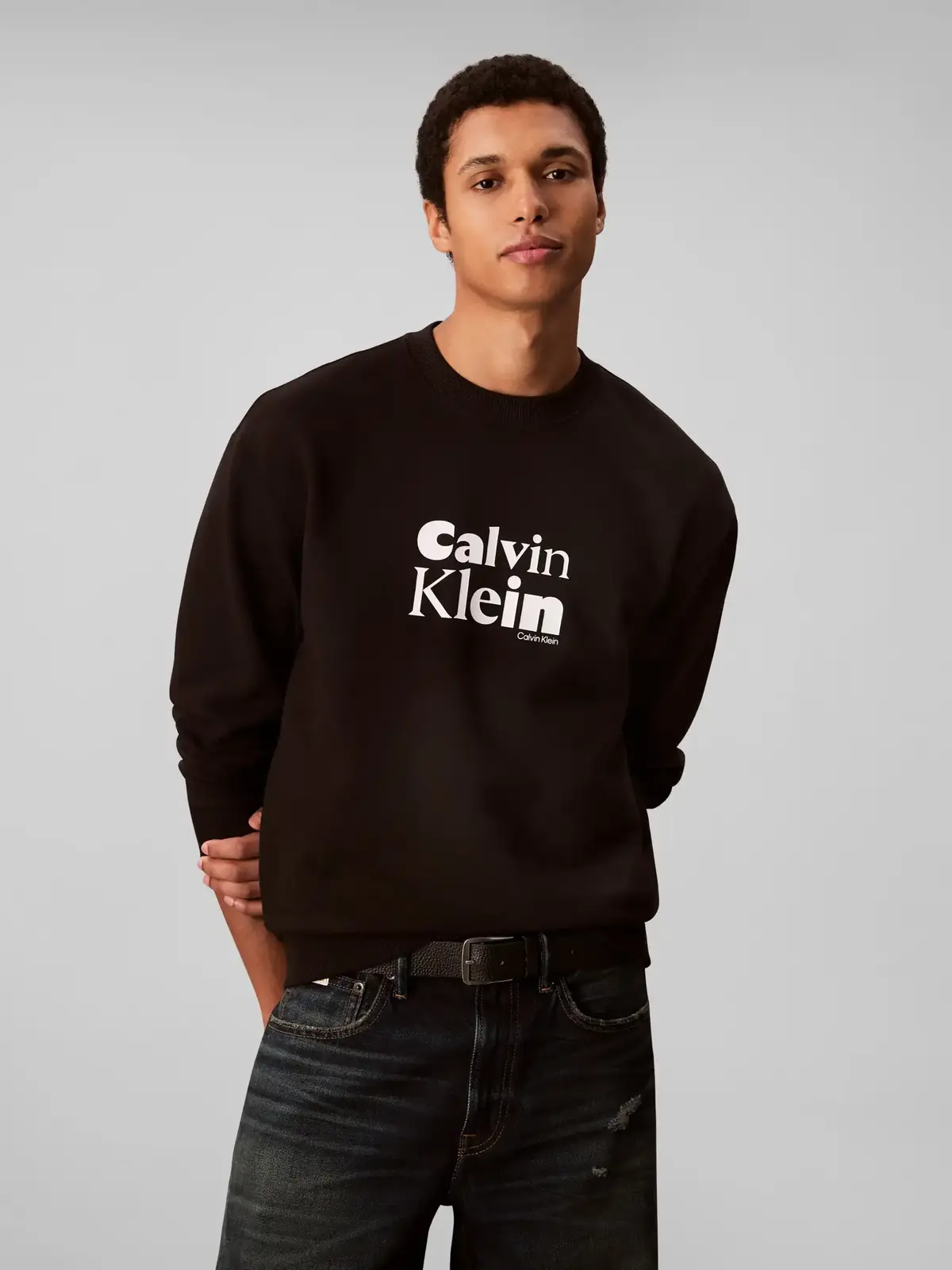 Calvin Klein LS EU 350TERRY Siyah Erkek Sweatshirt