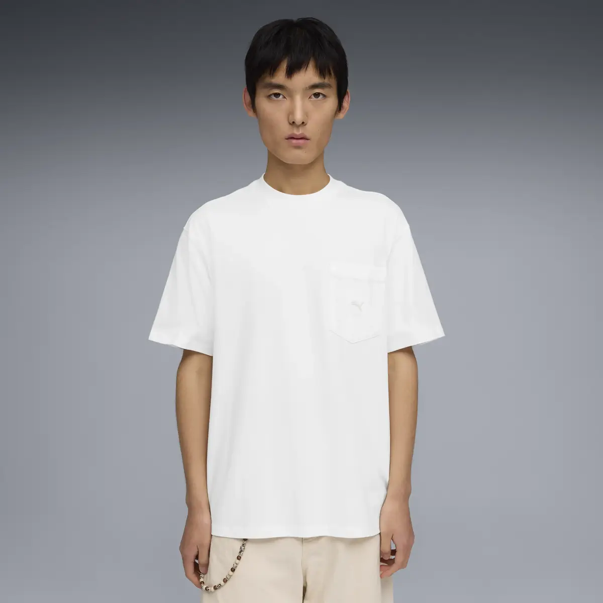 Puma  SELECT Essentials Pocket Tee Beyaz Erkek T-Shirt