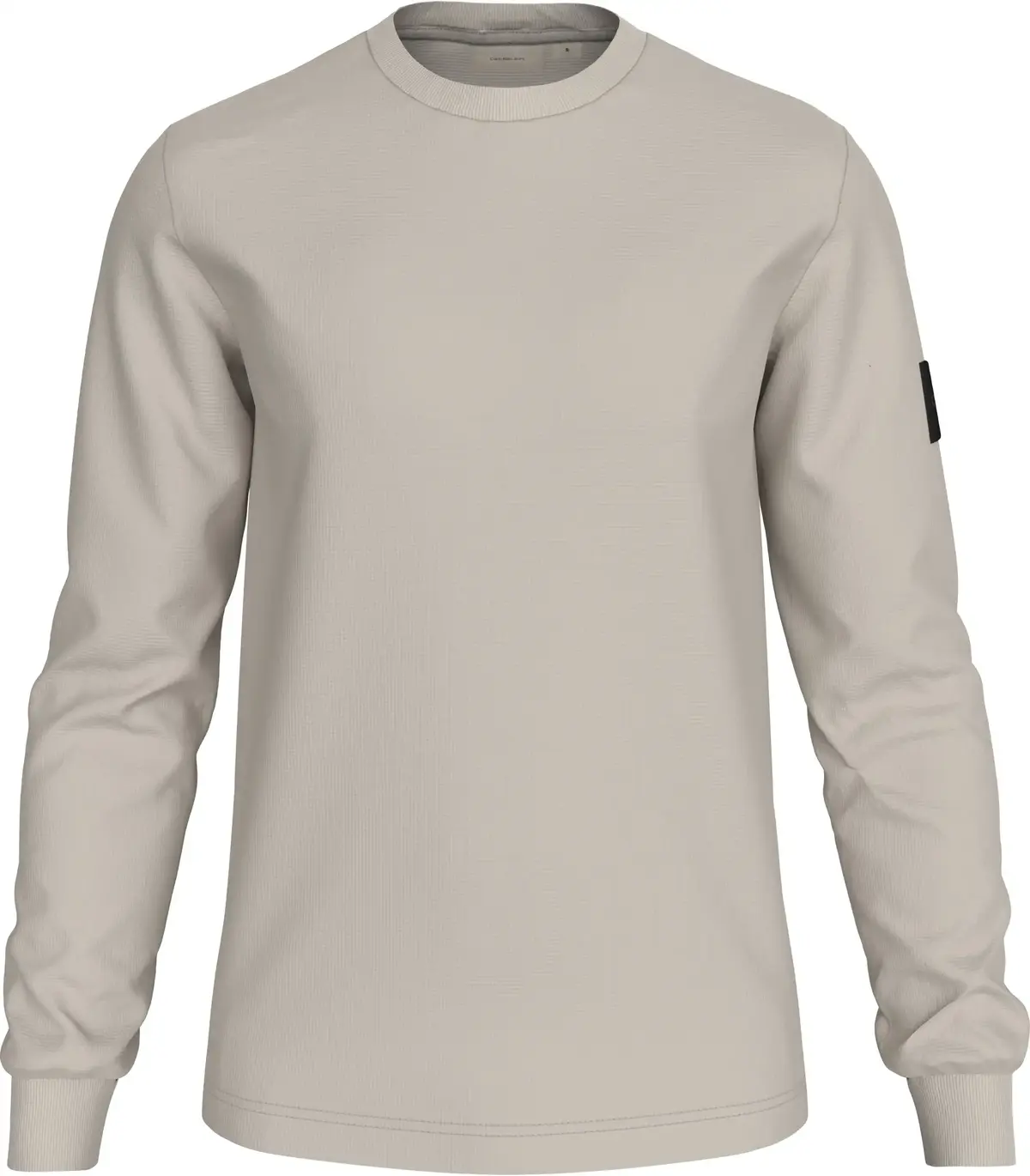 Calvin Klein BADGE WAFFLE LS TEE, PDH Krem Erkek T-Shirt & Polo