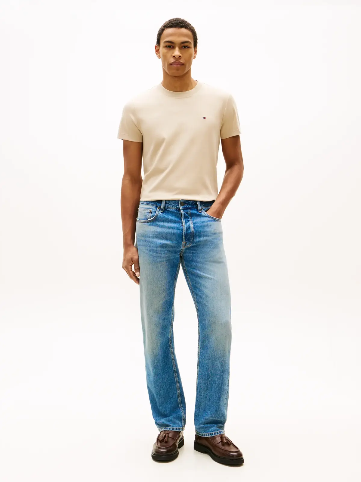 Tommy Hilfiger LUXURY INTERLOCK TEE, RBT Bej Erkek T-Shirt & Polo