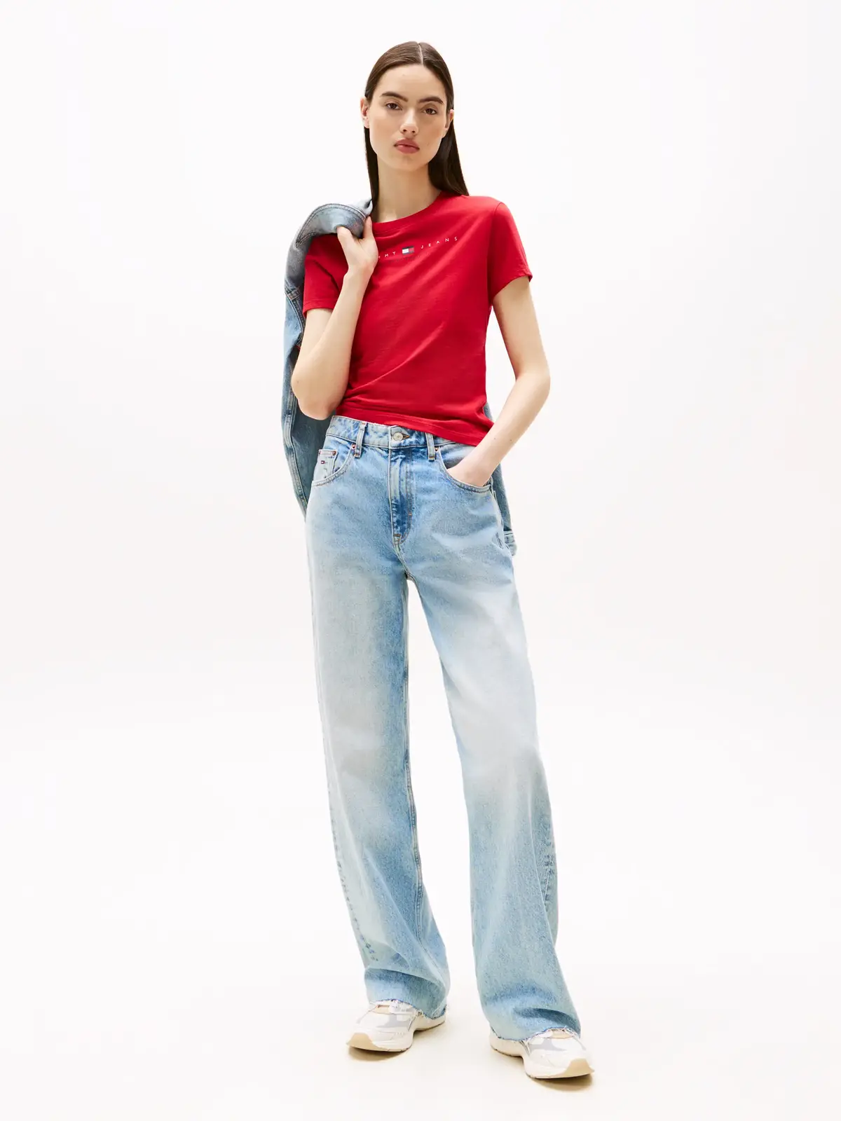 Tommy Hilfiger TJW SLIM TJ US LINEA, XLE Kırmızı Kadın T-Shirt & Polo