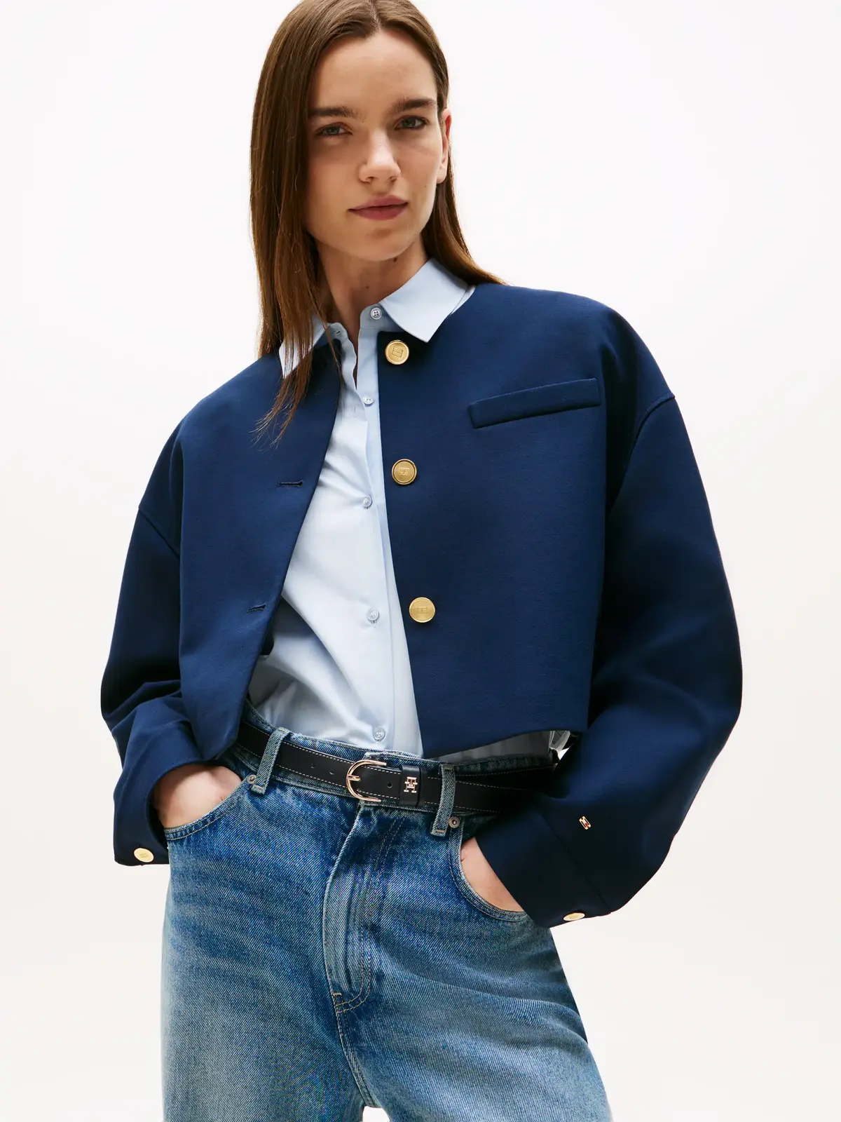 Tommy Hilfiger PUNTO CROP LADY JACK, C1G Lacivert Kadın Ceket
