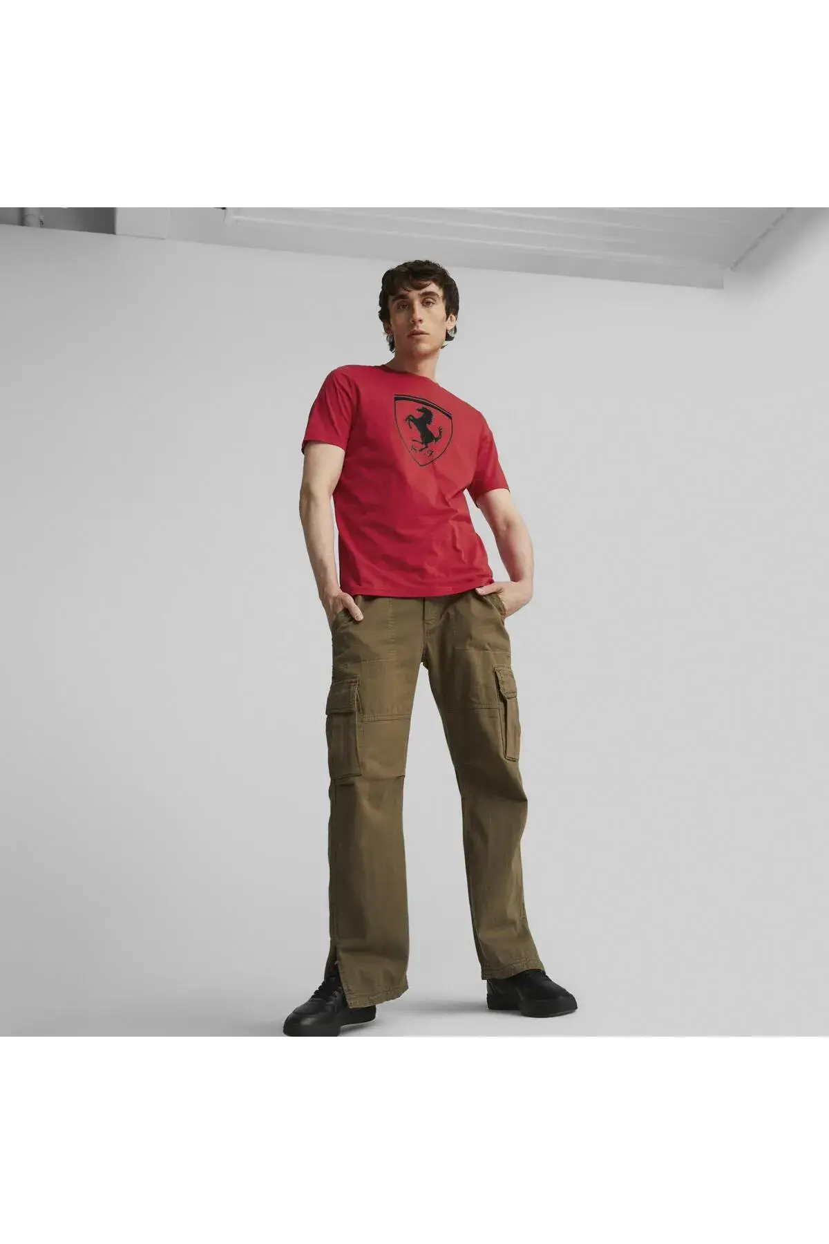 Puma Ferrari Race tonal Big Shield Tee Kırmızı Erkek T-Shirt