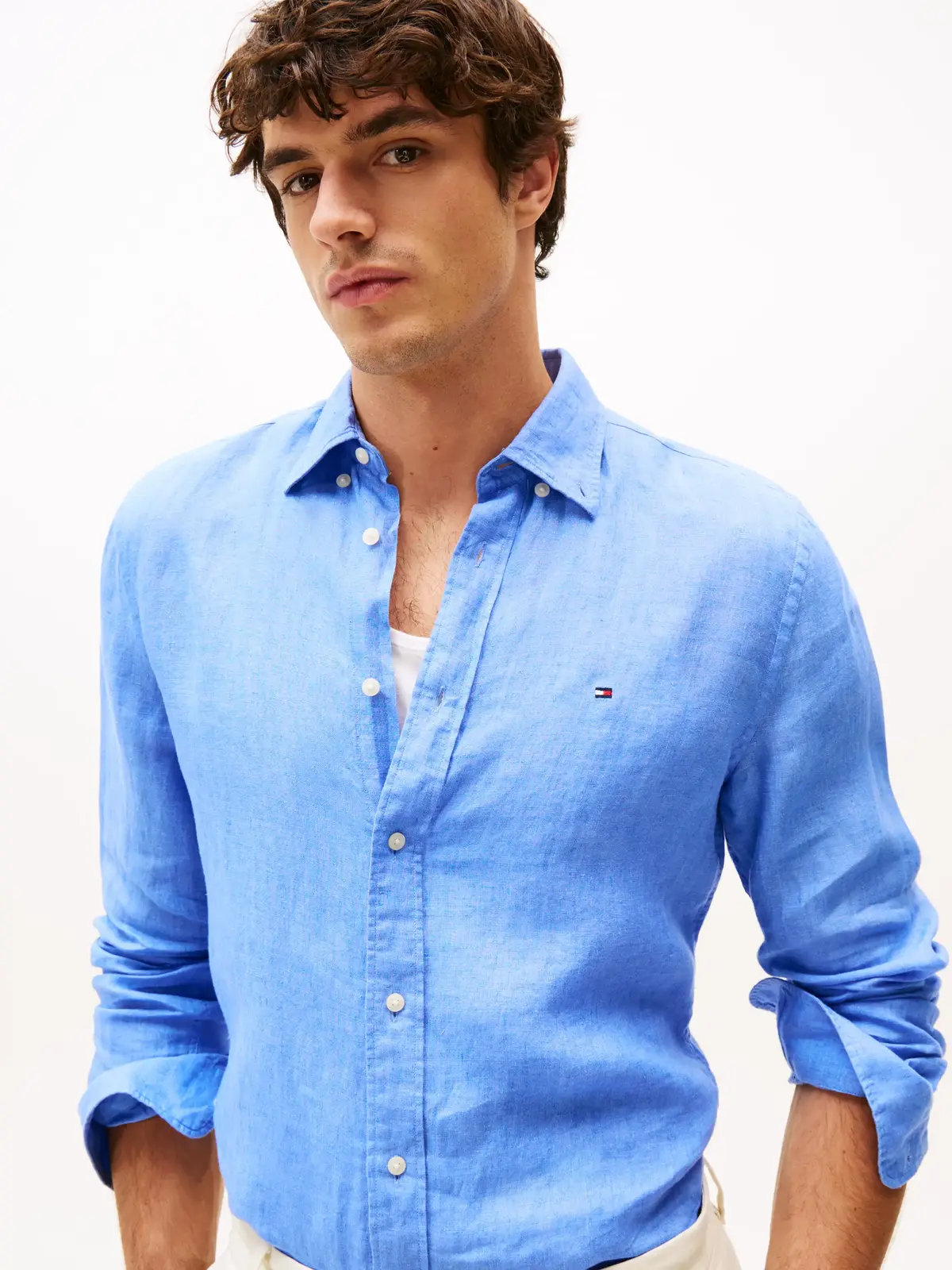 Tommy Hilfiger PIGMENT DYED LI SOLI, C30 Mavi Erkek Gömlek