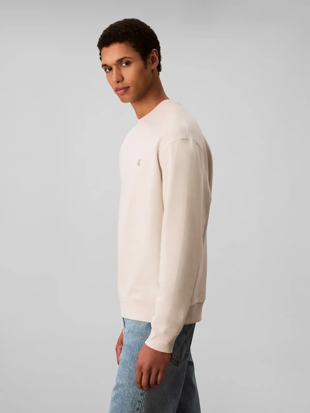 Calvin Klein LS EU 350TERRY MONOG, 67U Bej Erkek Sweatshirt