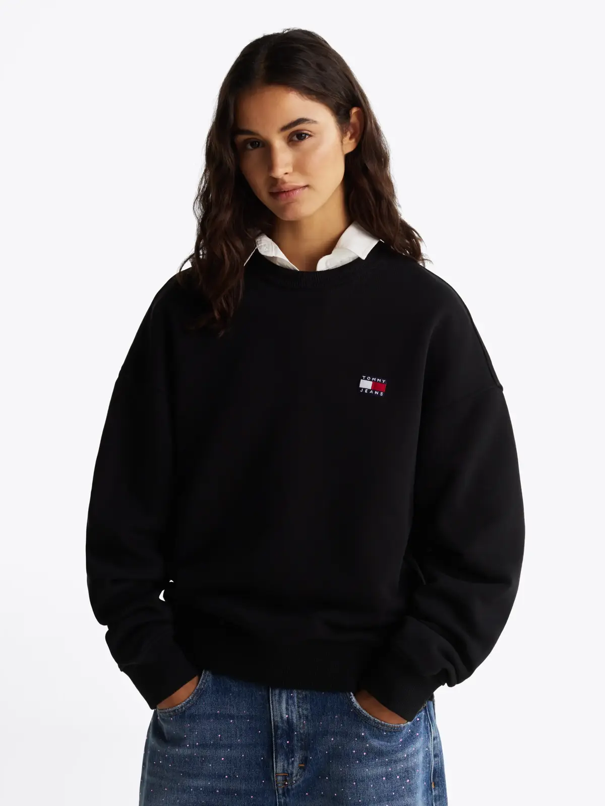 Tommy Hilfiger TJW BXY BADGE CREW, BDS Siyah Kadın Sweatshirt