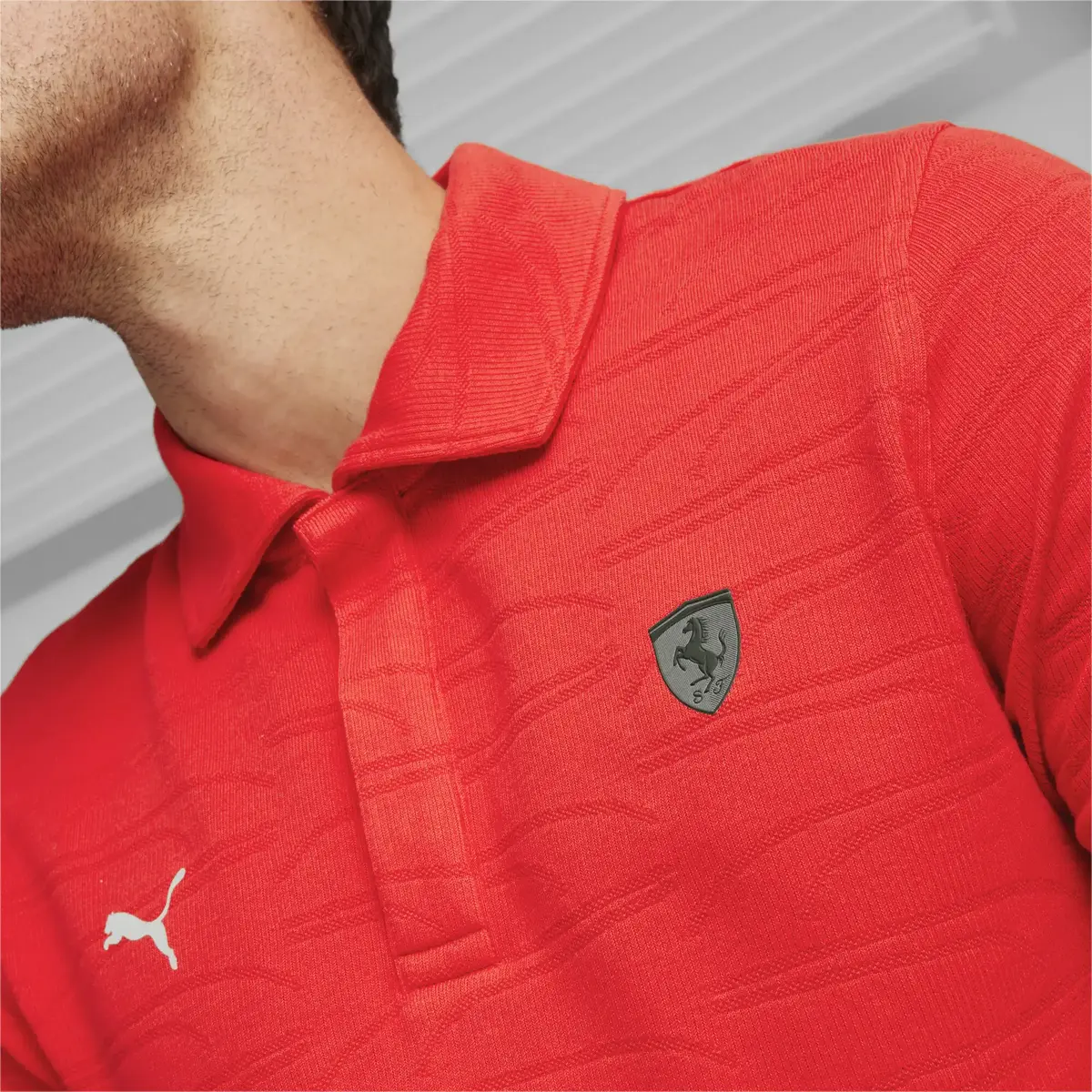 Puma Ferrari Style Jacquard Polo Kırmızı Erkek Polo T-Shirt