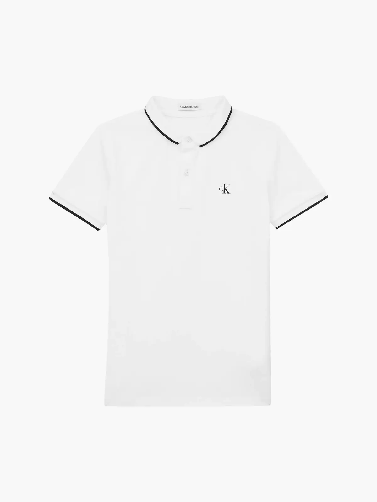 Calvin Klein MONOGRAM TIPPING FIT Erkek Beyaz Polo T-Shirt