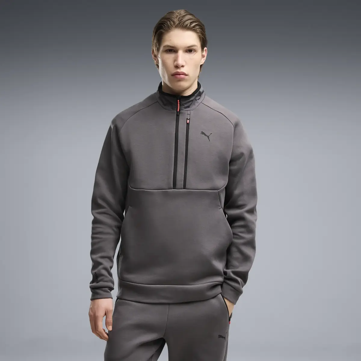 PUMA PUMATECH Half Zip Gri Erkek Sweatshirt