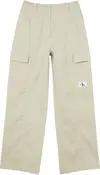 Calvin Klein BADGE HR STRAIGHT LE Kadın Krem Kargo Pantolonu