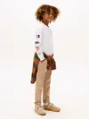 Tommy Hilfiger Multi-Badge Long Sleeve  Beyaz Erkek Çocuk T-Shirt