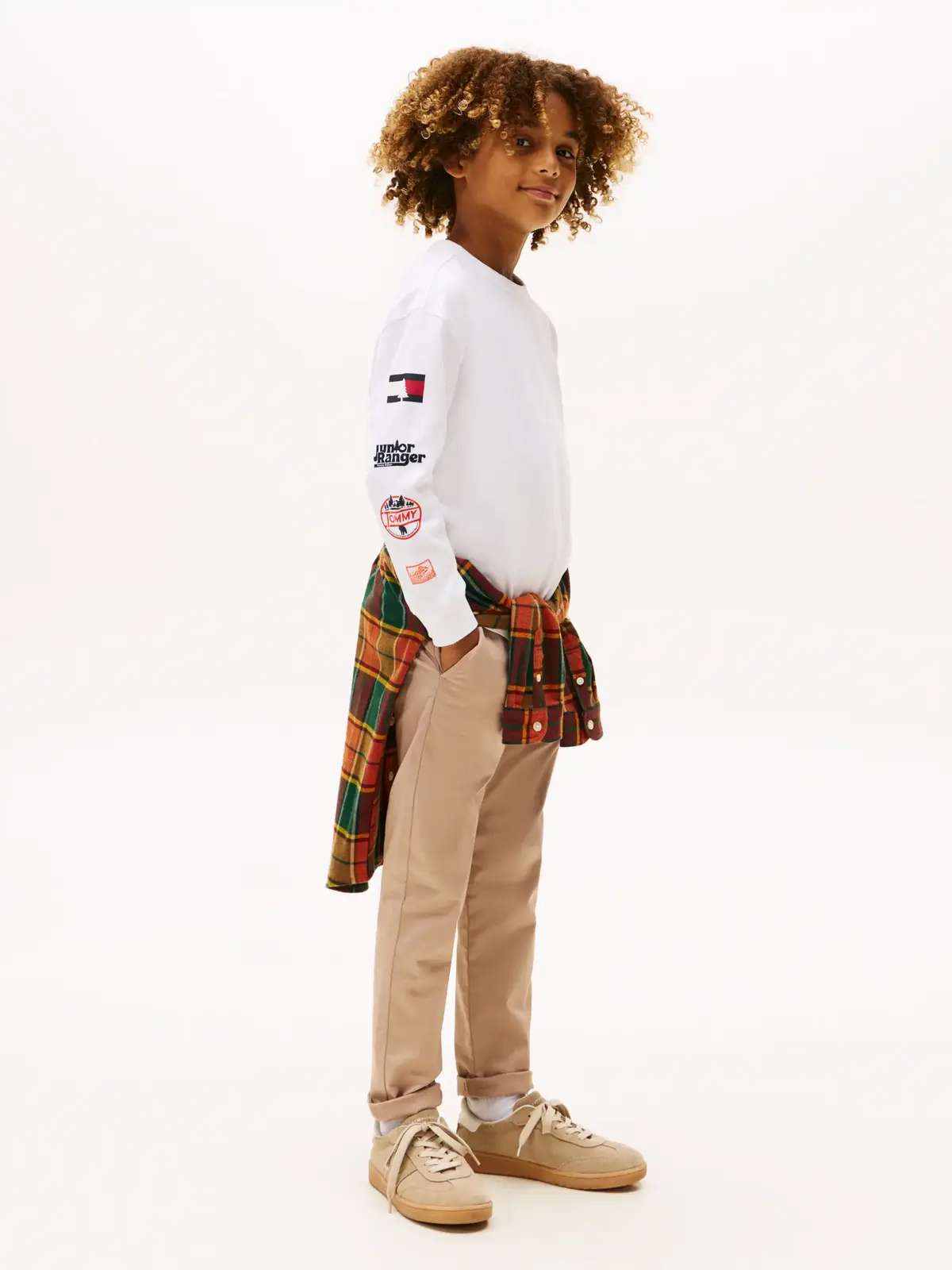 Tommy Hilfiger Multi-Badge Long Sleeve  Beyaz Erkek Çocuk T-Shirt