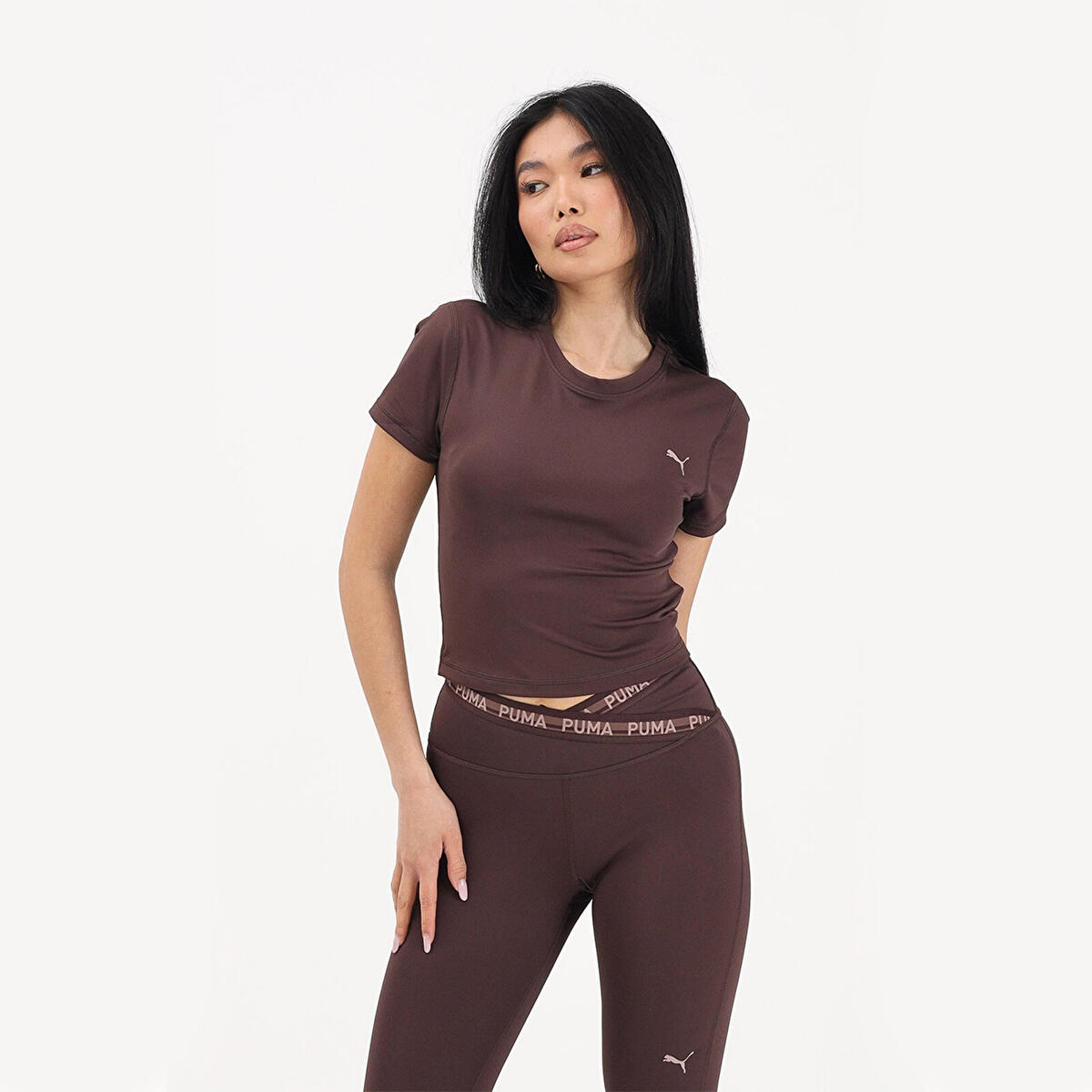 Puma W Puma Strong Cross Back Tee Chocolate B Kahverengi Kadın T-Shirt