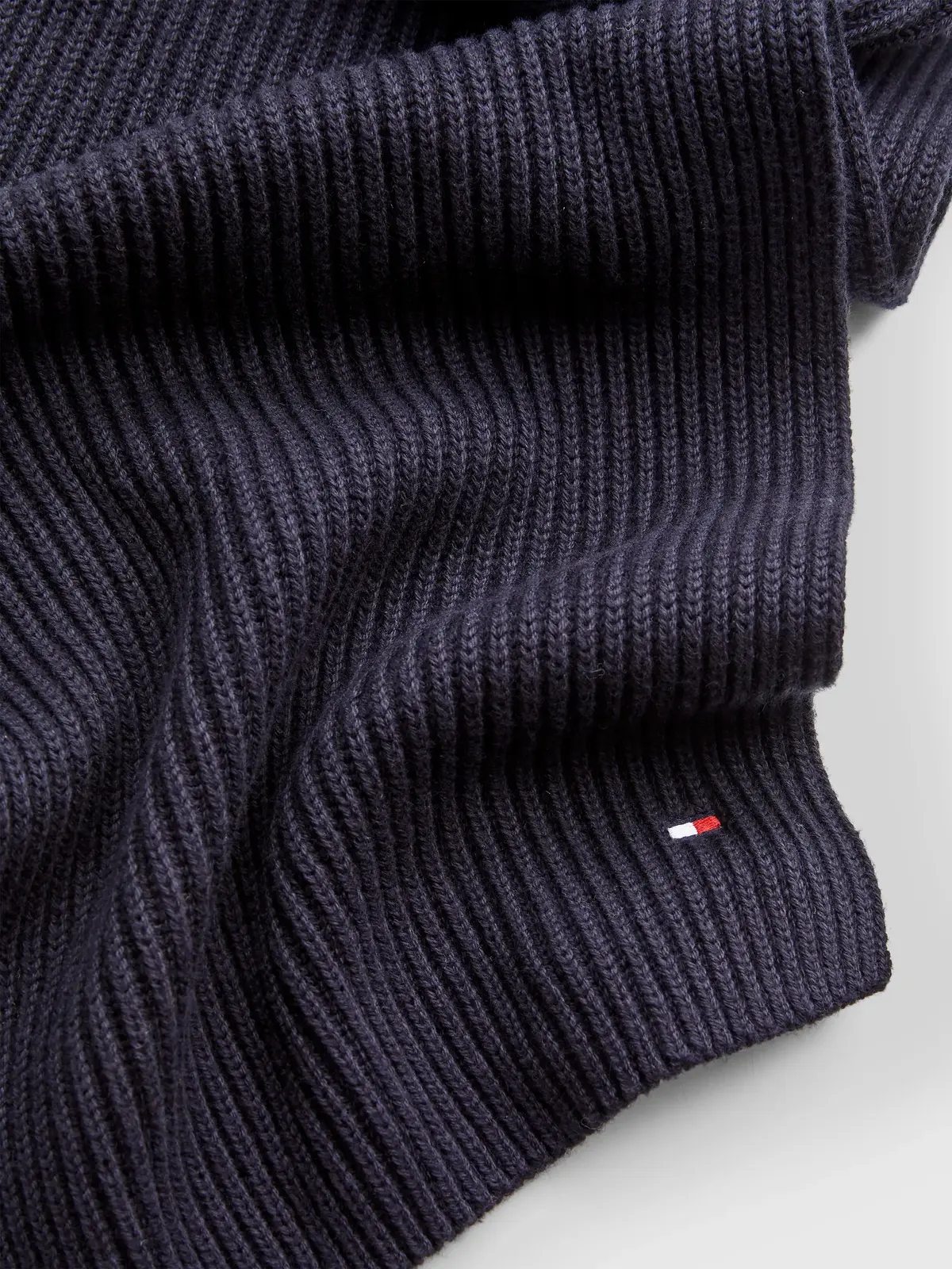 Tommy Hilfiger ESSENTIAL FLAG KNITT Erkek Siyah Atkı