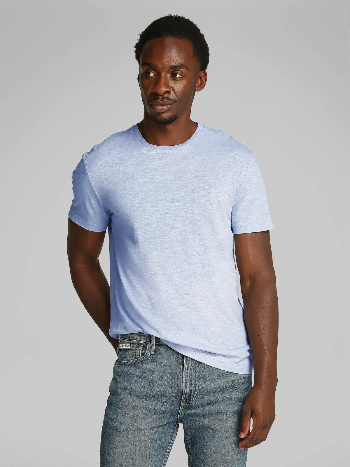 Calvin Klein LINEN COTTON T-SHIRT Mavi Erkek Tişört