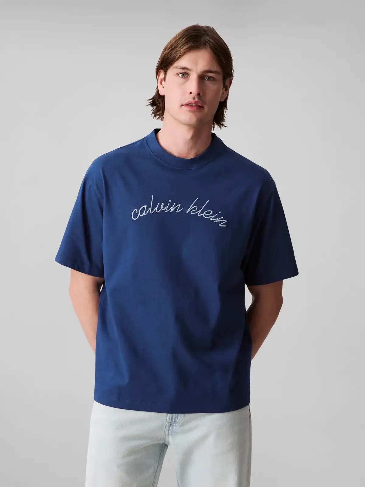 Calvin Klein SS CENTER CHAIN STIT, C3I Lacivert Erkek T-Shirt