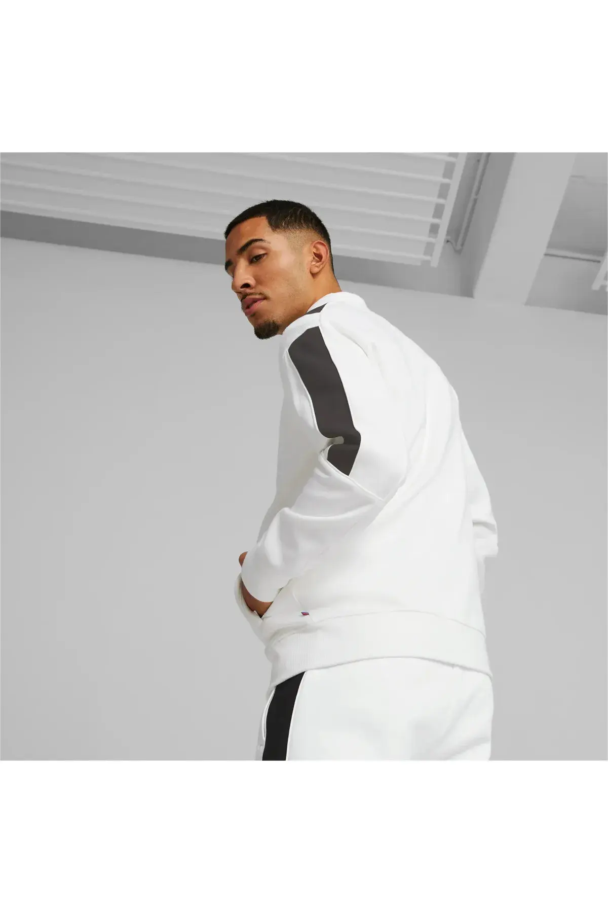Puma BMW MMS MT7 Track Jacket Erkek Beyaz Fermuarlı Sweatshirt