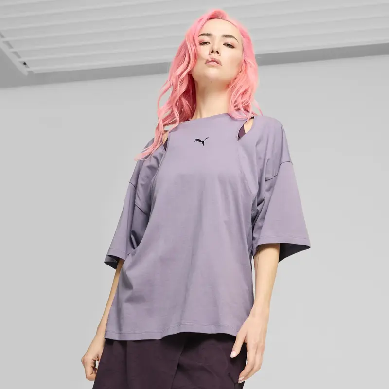 Puma DARE TO Oversized Cutout Tee Mor Kadın T-Shirt