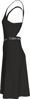 Calvin Klein RACERBACK LOGO ELAST Kadın Siyah Elbise